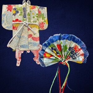 Vintage Handmade Origami Fan & Kimono Pins